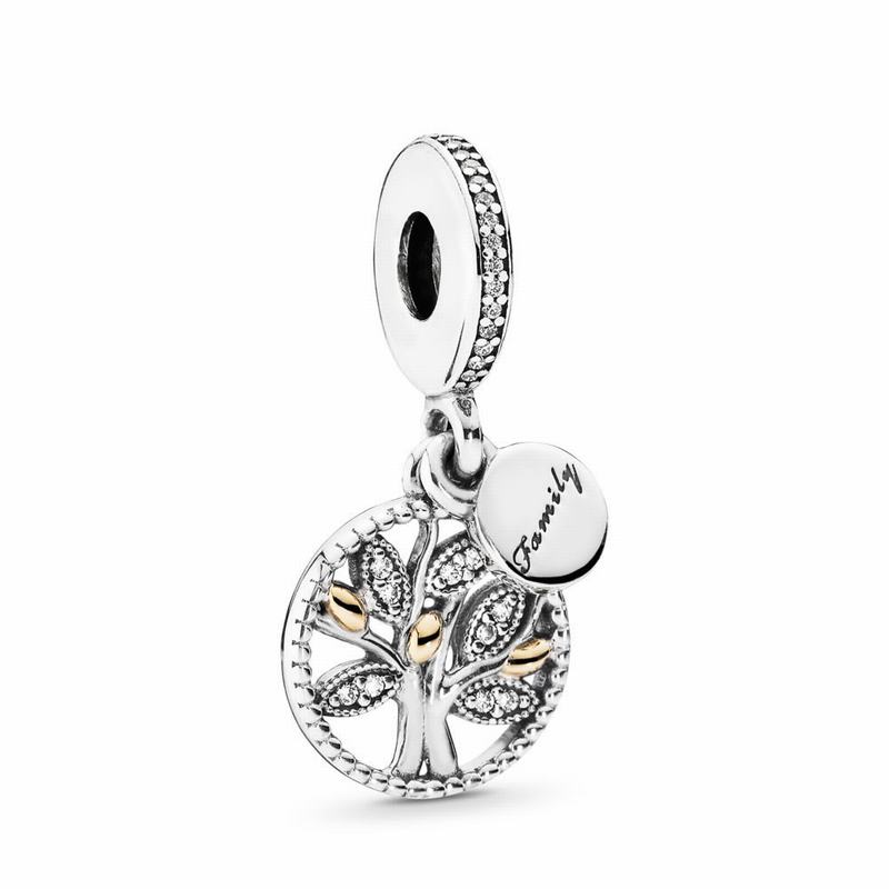 Pandora Sparkling Family Tree Dangle Charm Online NZ, Two Tone (402769-MFB)